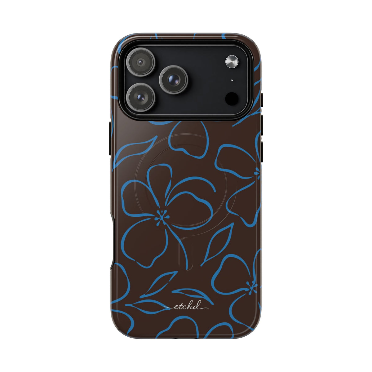 Espresso & Cerulean Floral Magnetic Phone Case by etchd, view 31
