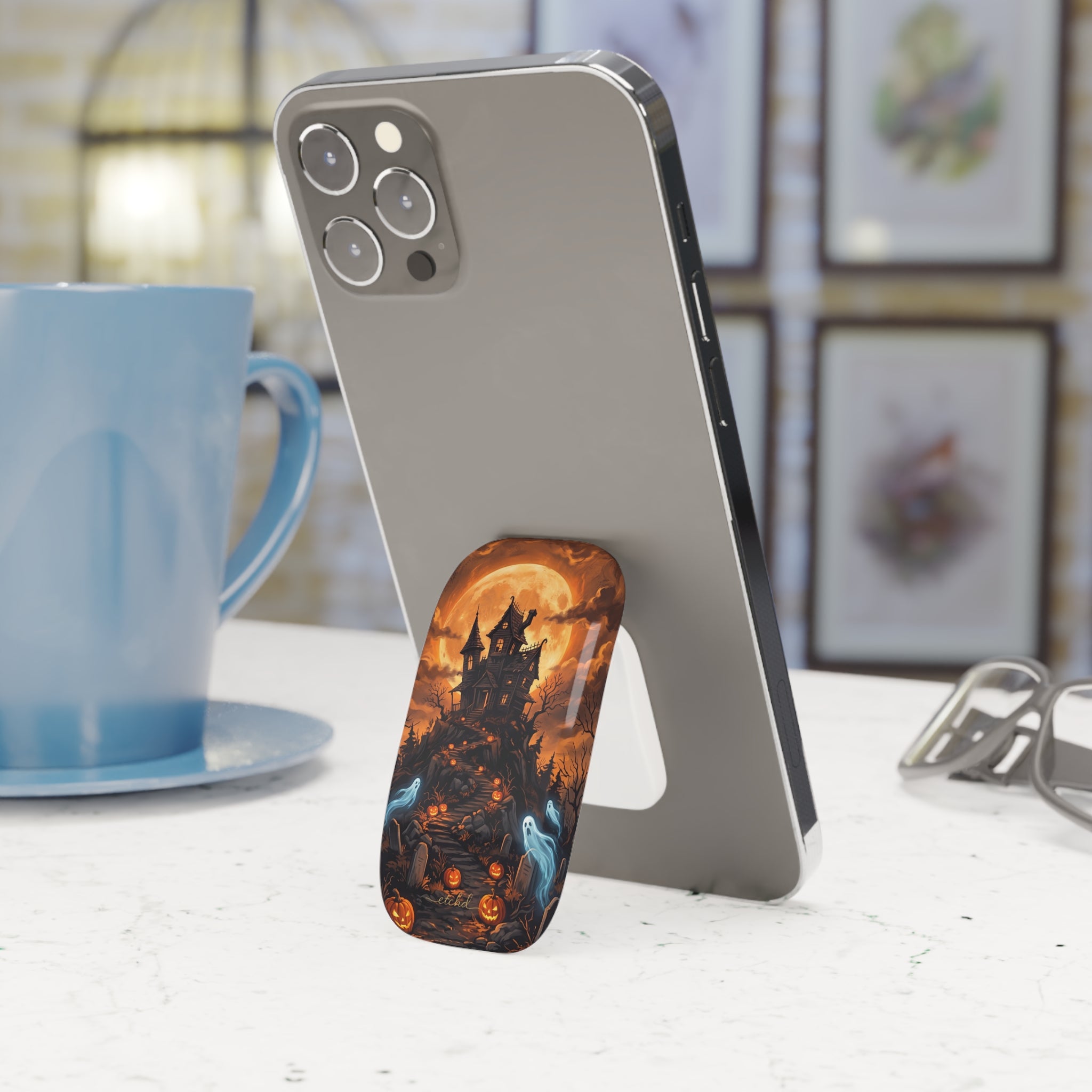 Pumpkin Hollow Click-On Phone Grip by etchd, view 3