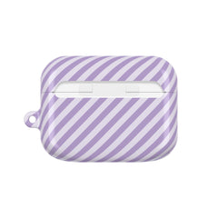 Lilac & Cream Striped Diagonal AirPod Case by etchd, view 7