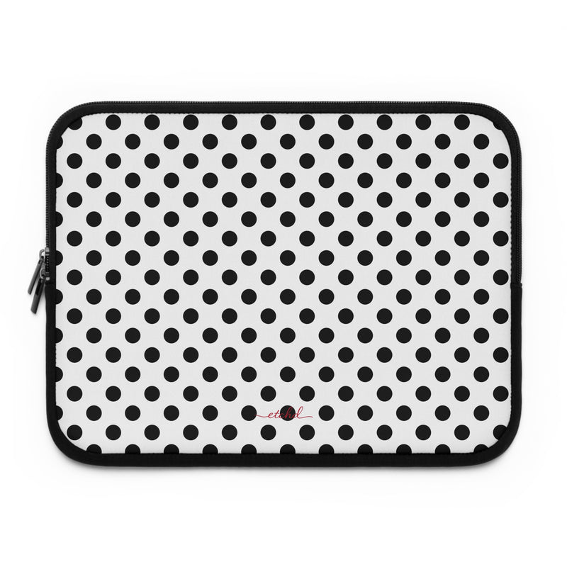 Black & White Polka Dot Housse ordinateur-zoom-