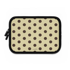Butter Yellow And Brown Polka Dot Laptop Sleeve by etchd, view 2