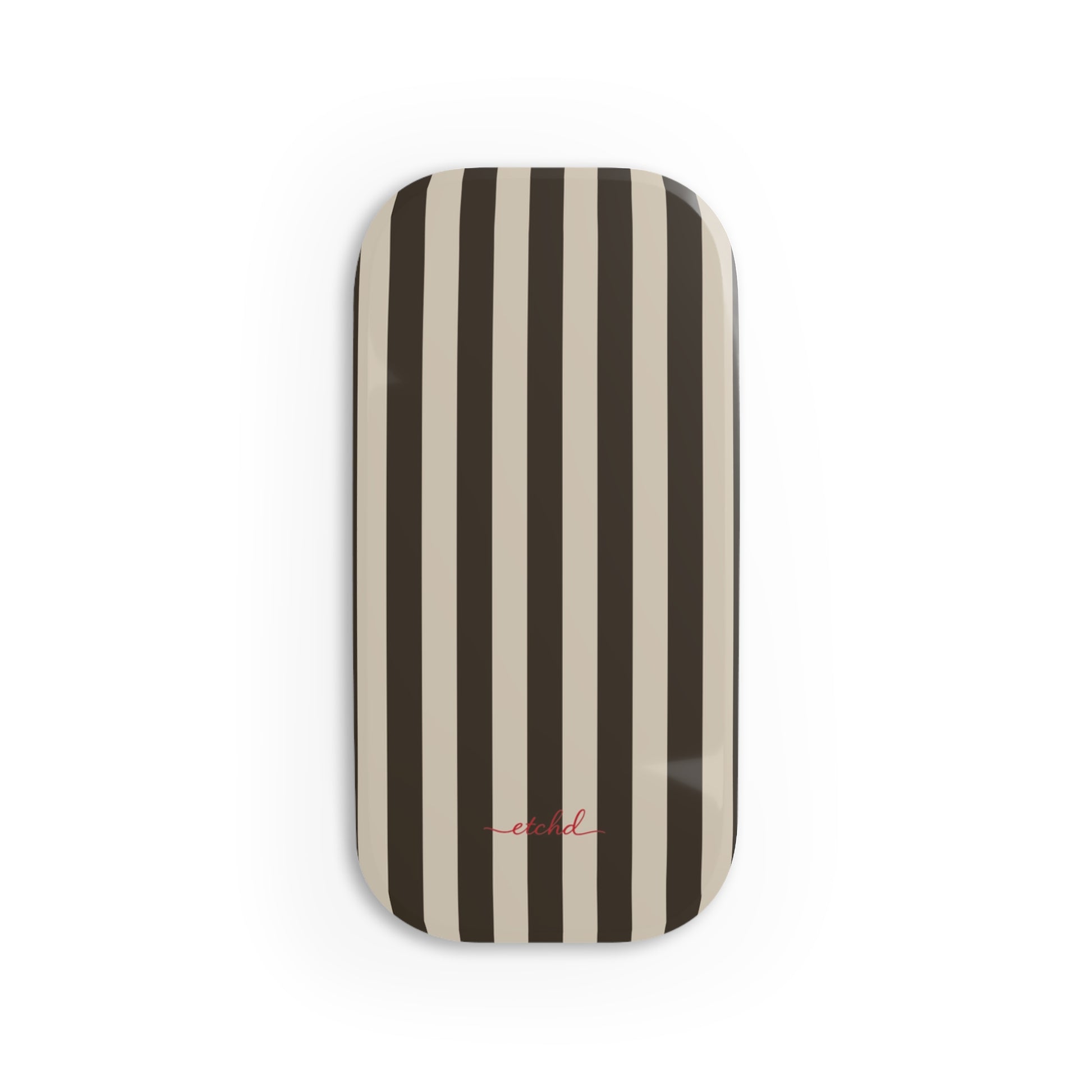 Cream & Brown Striped Agarre clipsable para móvil de etchd