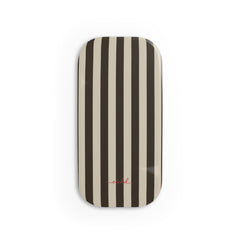 Cream & Brown Striped Agarre clipsable para móvil de etchd
