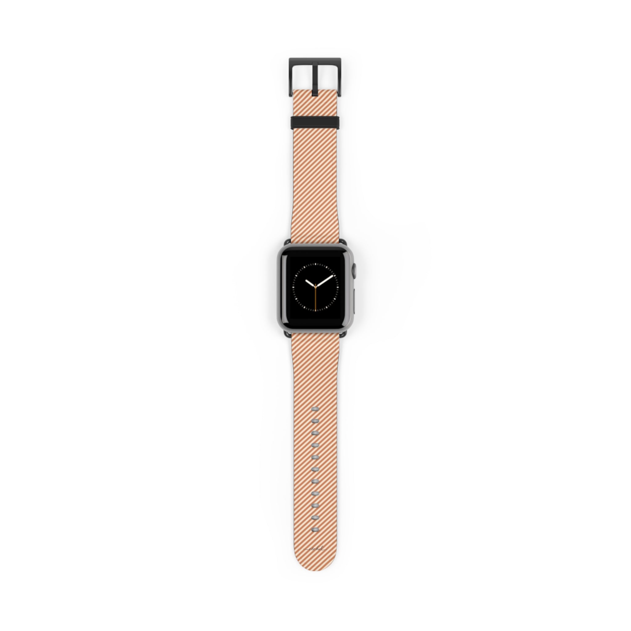 Terracotta & Cream Striped Diagonal Smartwatch Strap by etchd