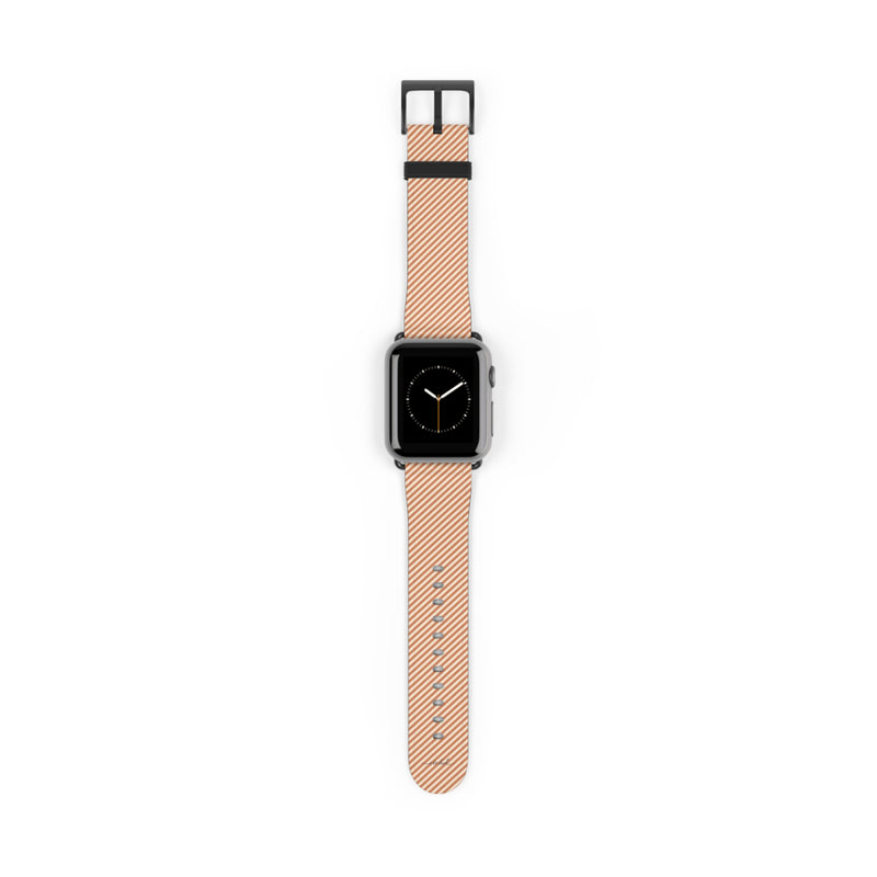 Terracotta & Cream Striped Diagonal Smartwatch Strap by etchd