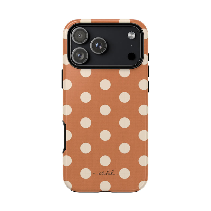Cream & Terracotta Polka Dot Phone Case by etchd, view 59