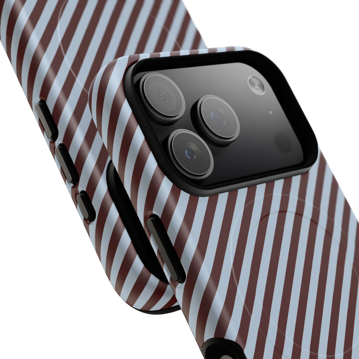 Blue & Cherry Striped Diagonal Magnetic Phone Case by etchd, view 100