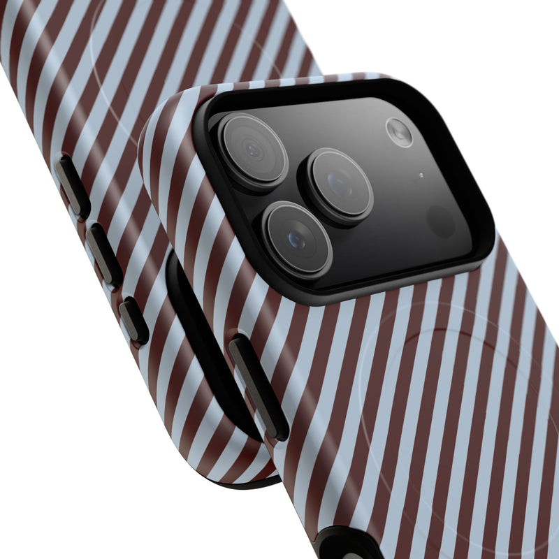 Blue & Cherry Striped Diagonal Magnetic Phone Case by etchd, view 100