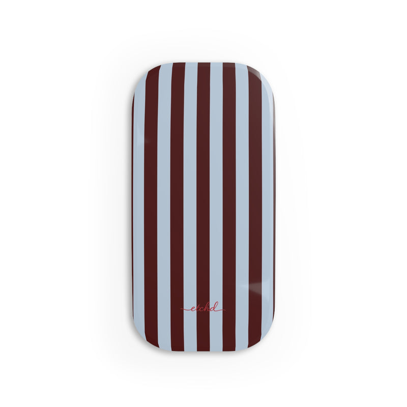Blue & Cherry Striped Click-On Phone Grip by etchd