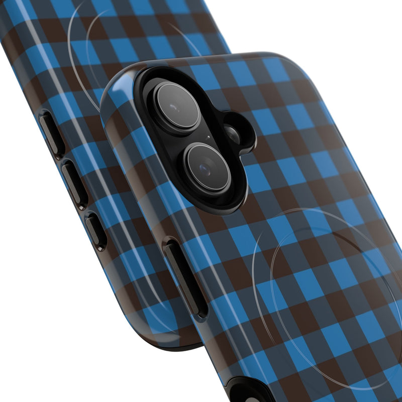 Cerulean & Espresso Gingham Magnetic Phone Case by etchd, view 87