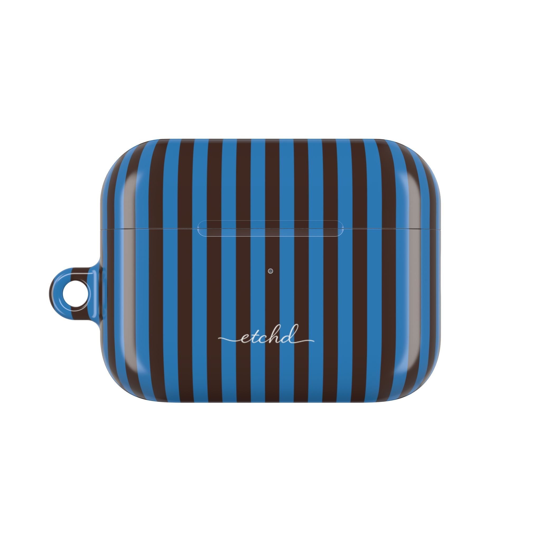 Espresso & Cerulean Striped AirPod Case by etchd, view 2