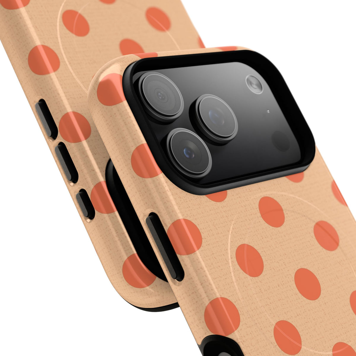 Coral & Peach Polka Dot Magnetic Phone Case by etchd, view 99