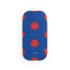 Poppy And Cobalt Polka Dot Click-On Phone Grip by etchd