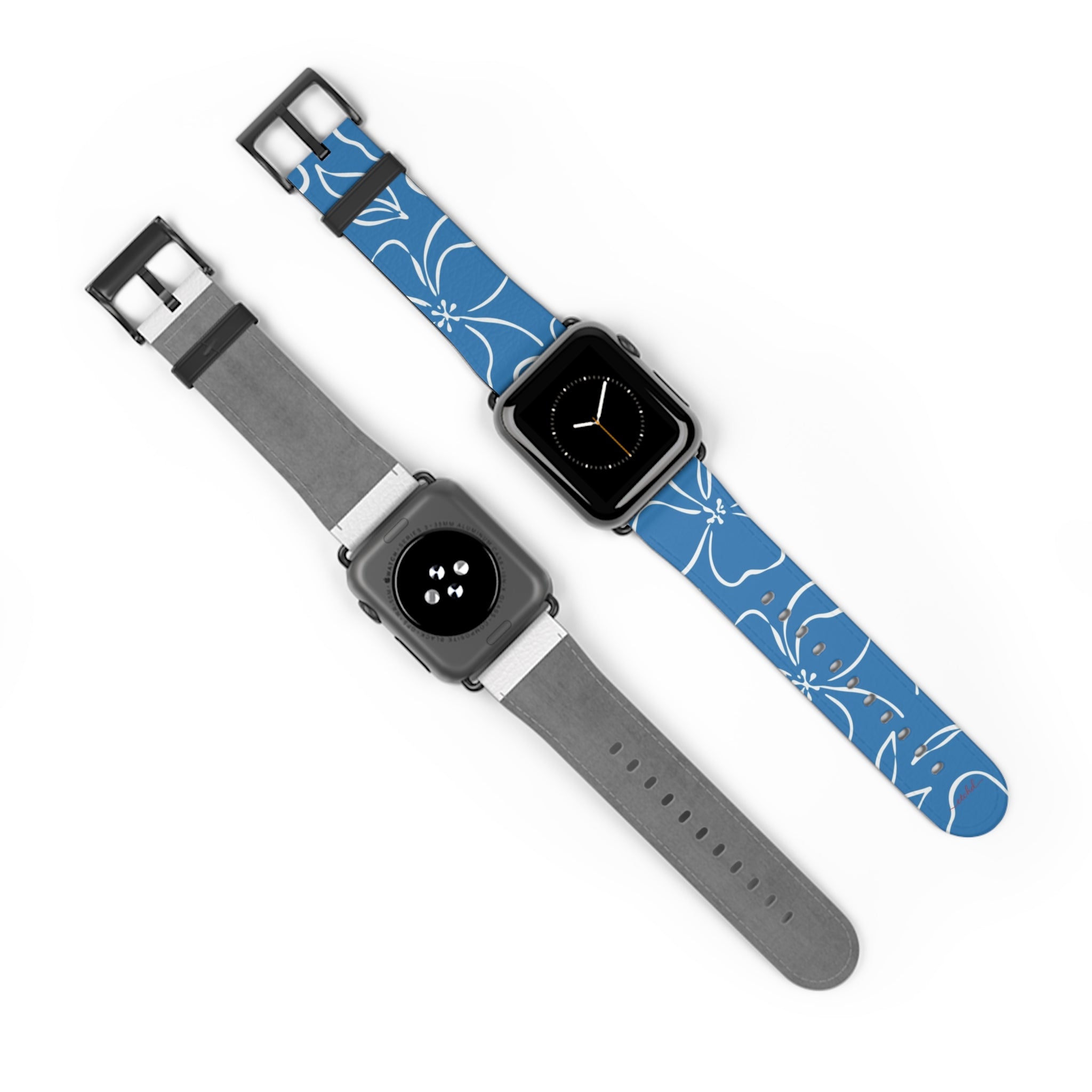 Cerulean & White Floral Smartwatch Strap by etchd, view 10