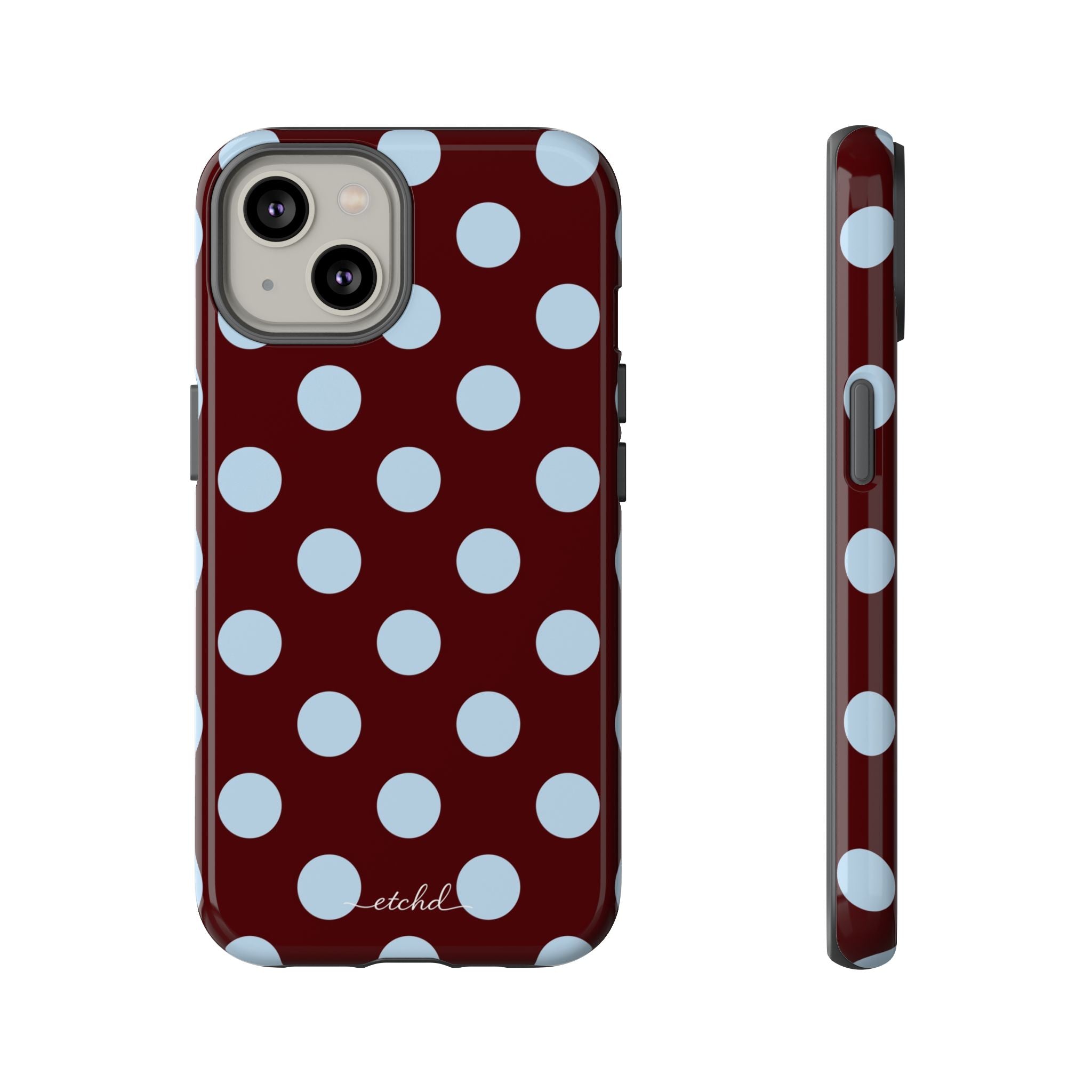 Cherry & Blue Polka Dot Phone Case by etchd, view 2