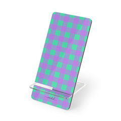 Hypermint & Lilac Gingham Phone Stand by etchd