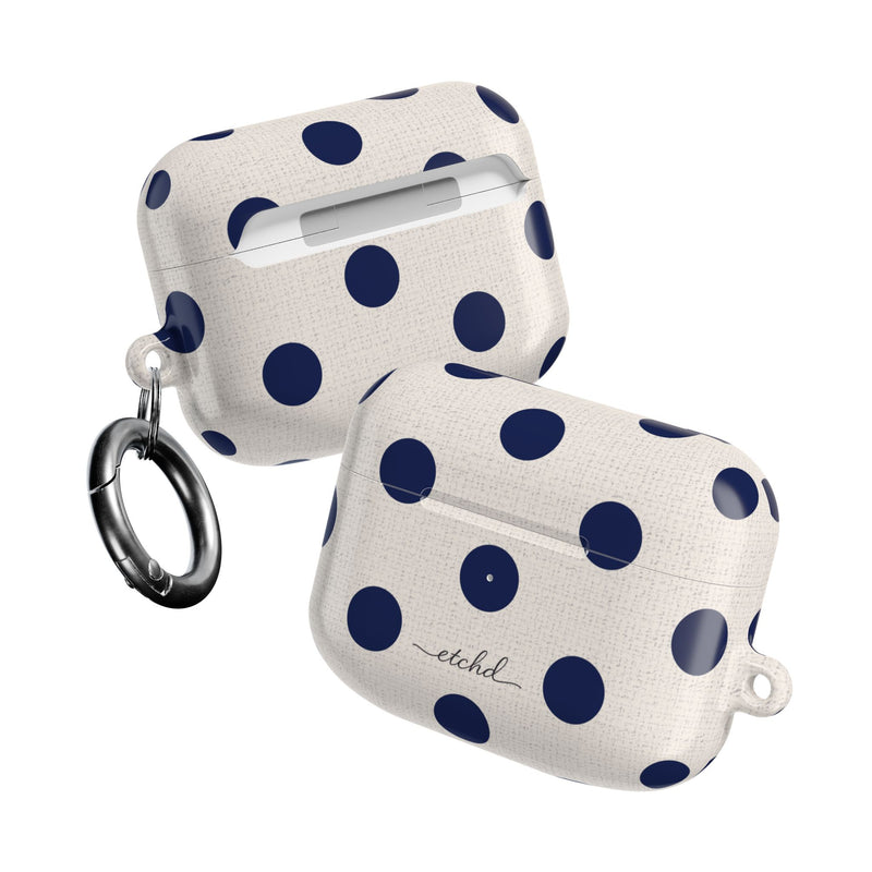 Navy & Cream Polka Dot AirPod Case by etchd, view 10