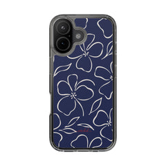 Navy & Cream Floral Clear Phone Case by etchd, view 35
