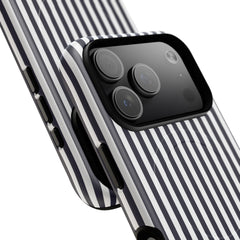Navy & White Striped Magnetic Phone Case by etchd, view 100