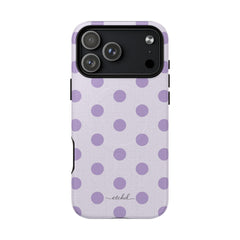 Lilac & Cream Polka Dot Magnetic Phone Case by etchd, view 31