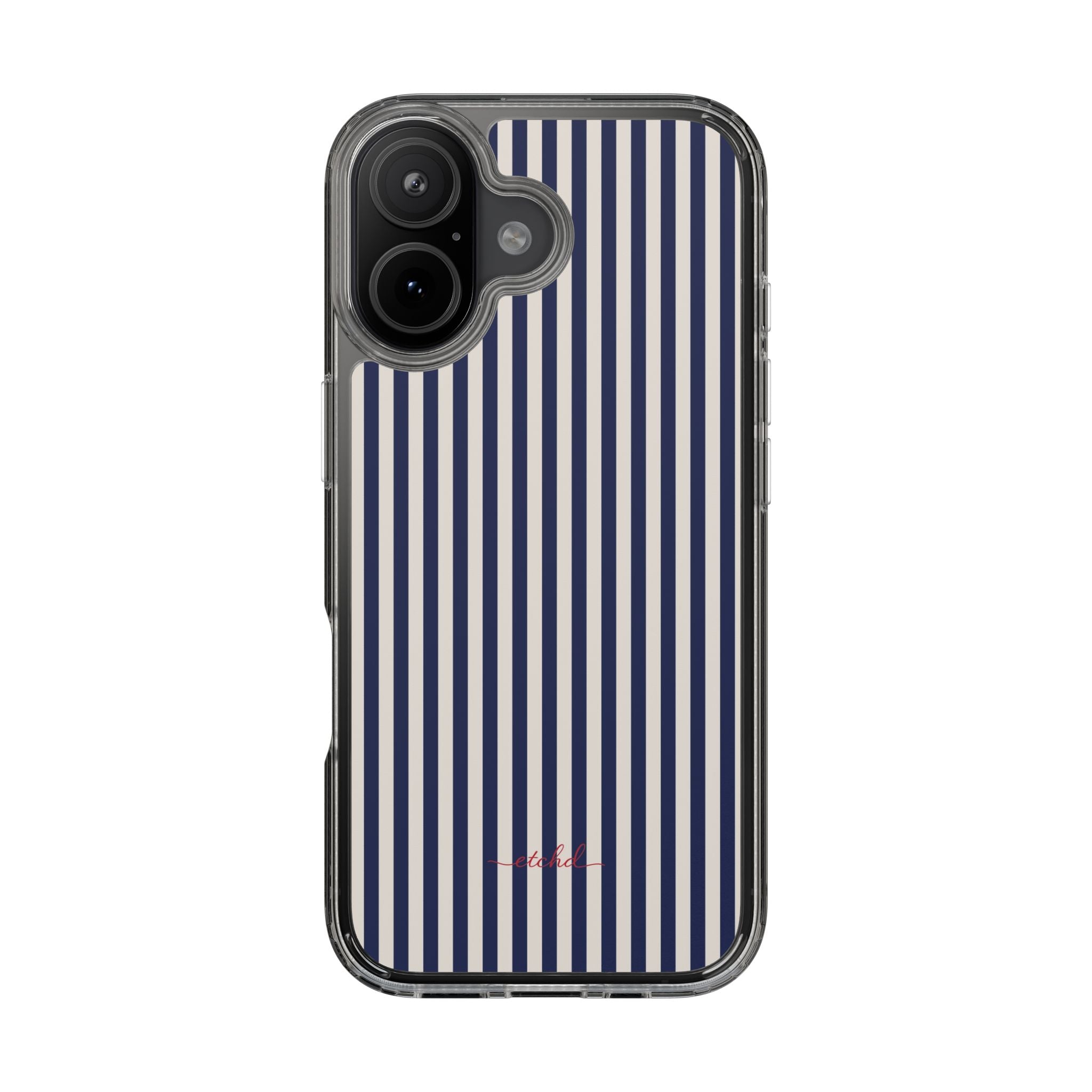 Navy & Cream Striped Clear Phone Case by etchd, view 35