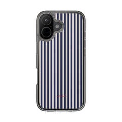 Navy & Cream Striped Clear Phone Case by etchd, view 35