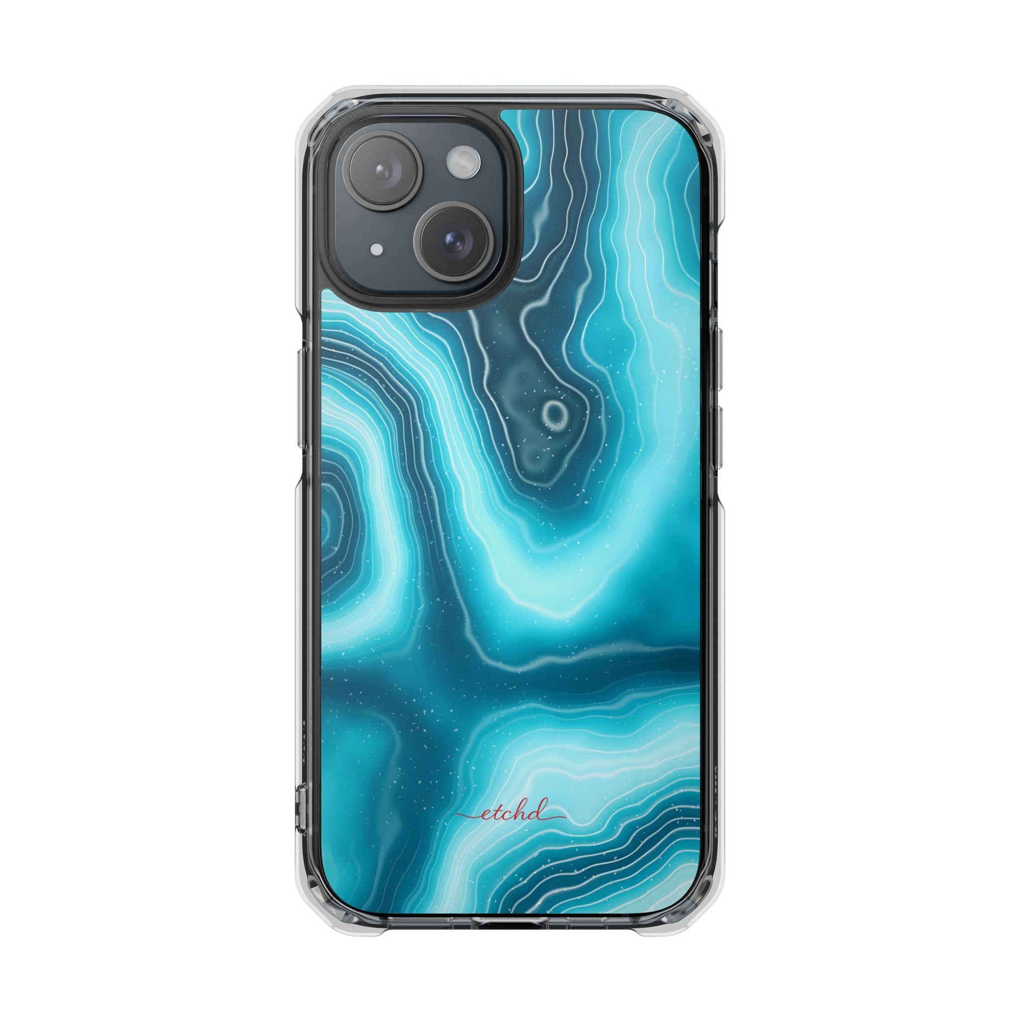 Aquamarine Clear Magnetic Phone Case by etchd, view 2