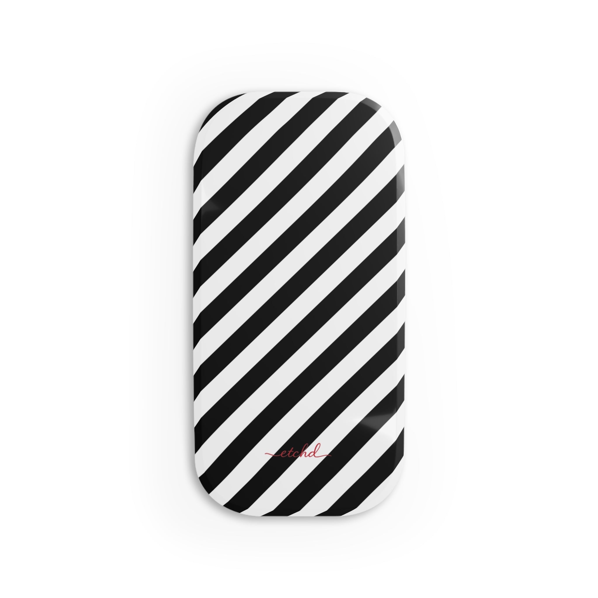 Black & White Striped Diagonal Click-On Phone Grip by etchd