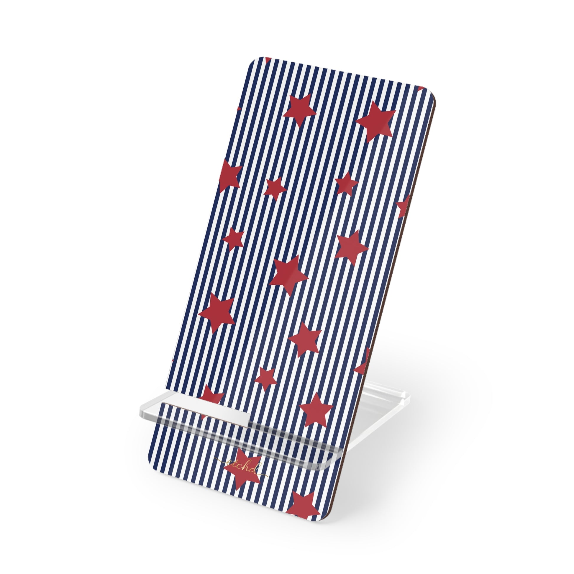 Blue Stripes & Red Stars Phone Stand by etchd