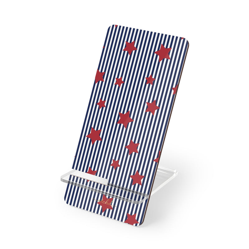 Blue Stripes & Red Stars Phone Stand by etchd