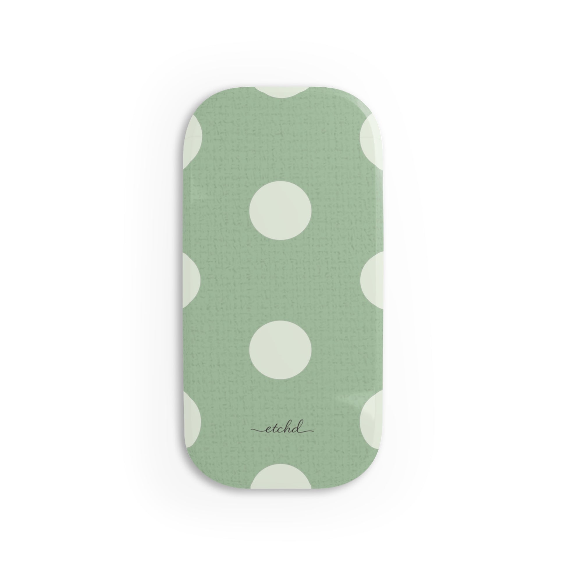 Cream & Sage Polka Dot Click-On Phone Grip by etchd