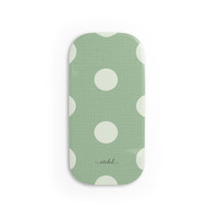 Cream & Sage Polka Dot Click-On Phone Grip by etchd