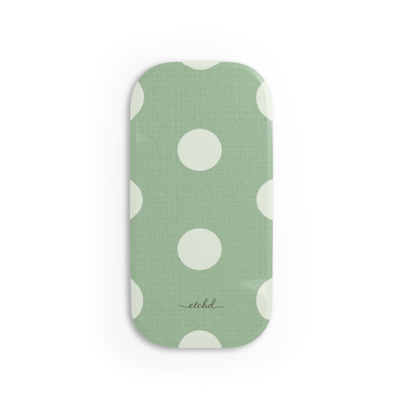 Cream & Sage Polka Dot Click-On Phone Grip by etchd