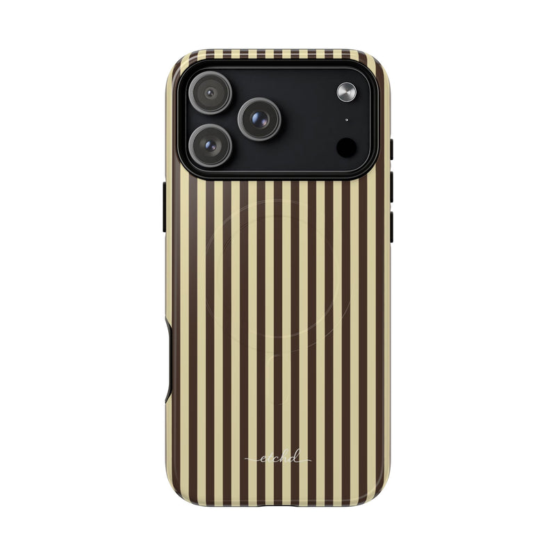 Butter & Brown Striped Magnetic Phone Case by etchd, view 31