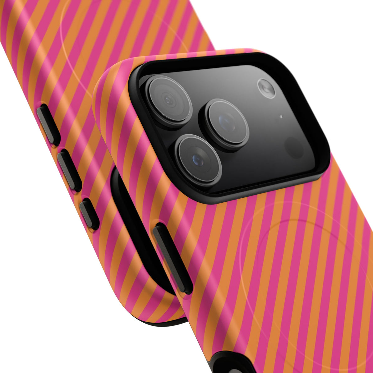 Pink & Orange Striped Diagonal Magnetic Phone Case by etchd, view 100
