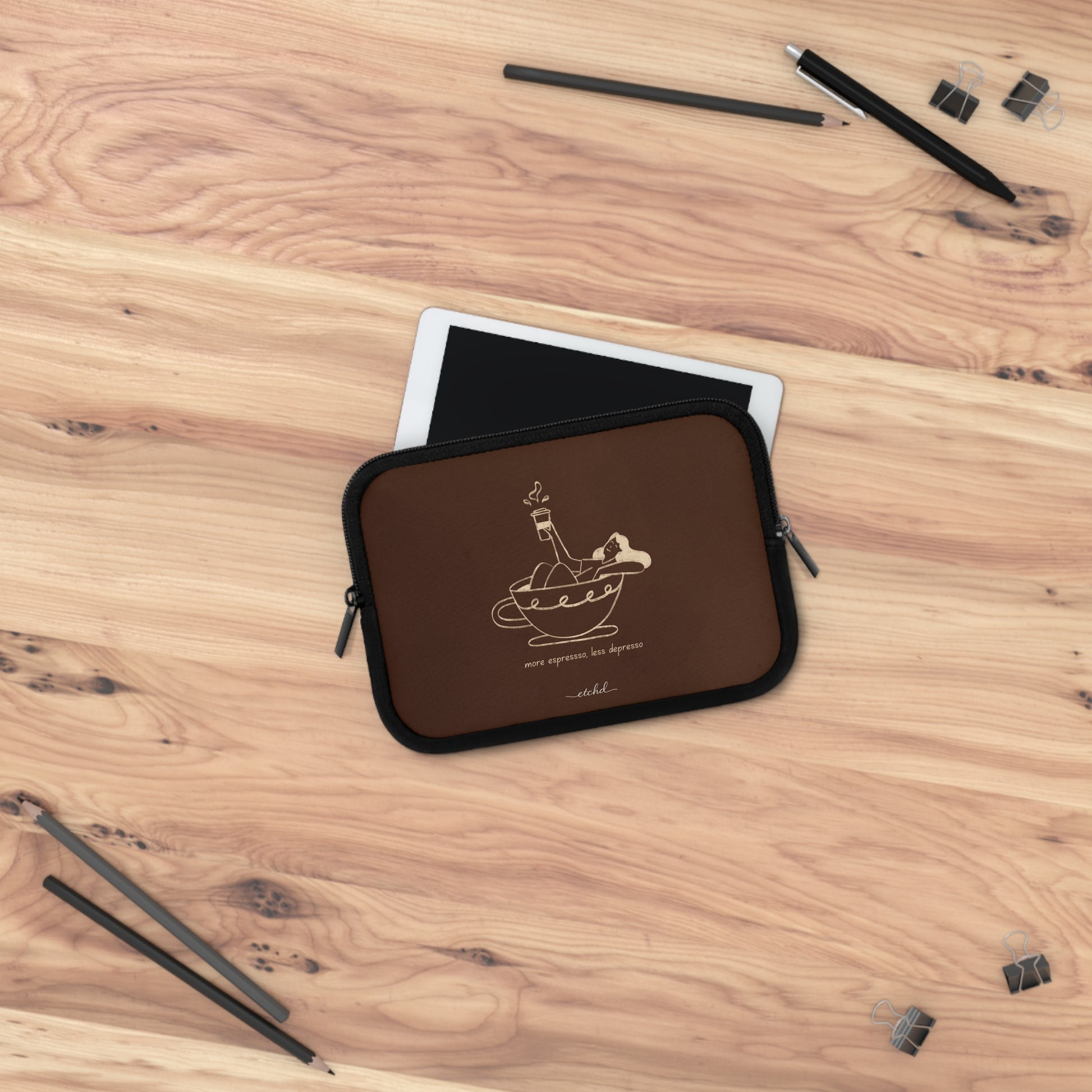 Ladies Espresso Laptop Sleeve by etchd, view 14