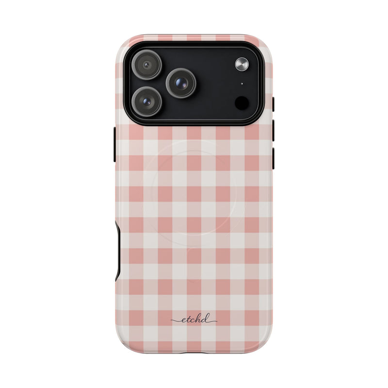 Blush & White Gingham Magnetic Phone Case by etchd, view 31