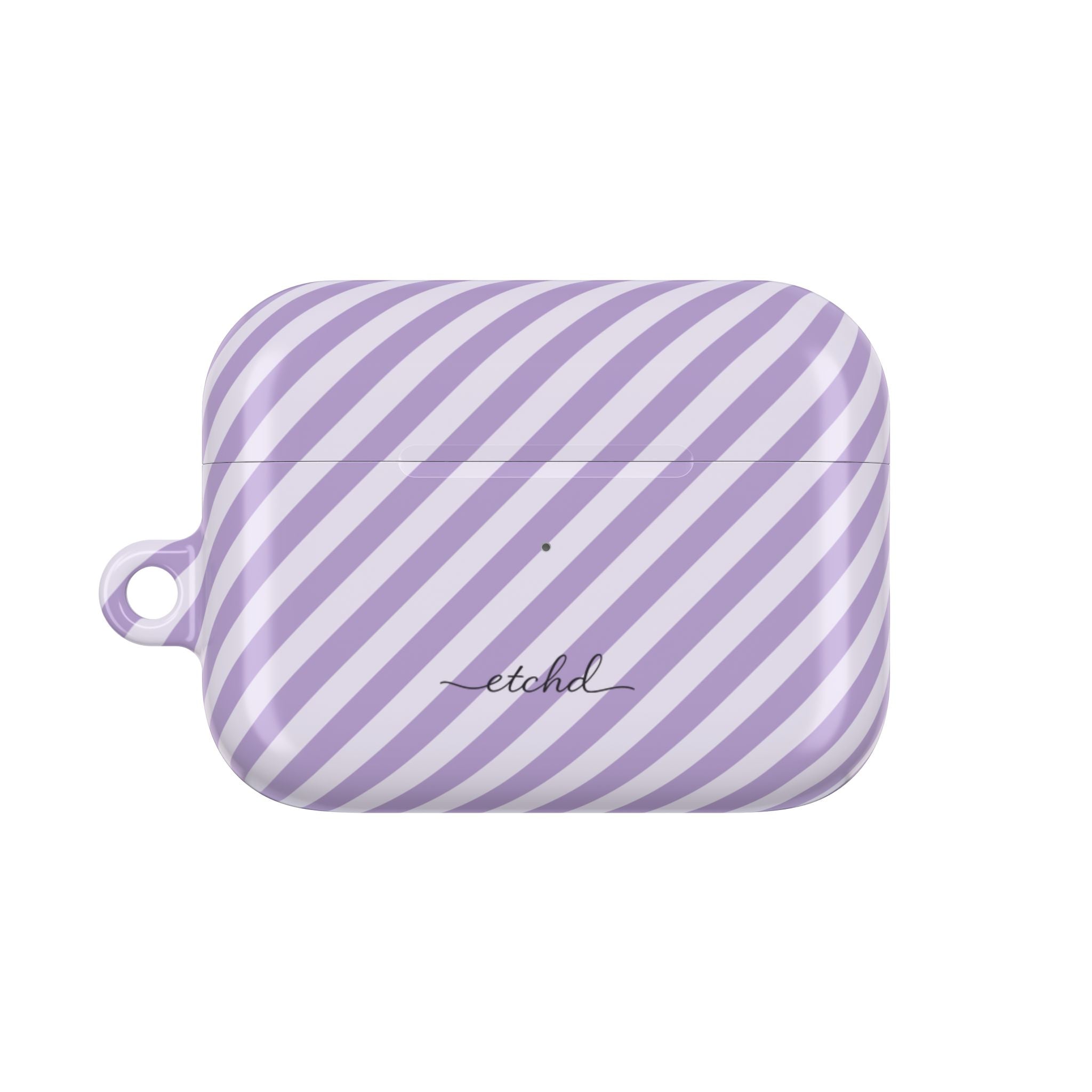 Lilac & Cream Striped Diagonal AirPod Case by etchd, view 2