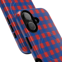 Cobalt & Poppy Gingham Magnetic Phone Case by etchd, view 87