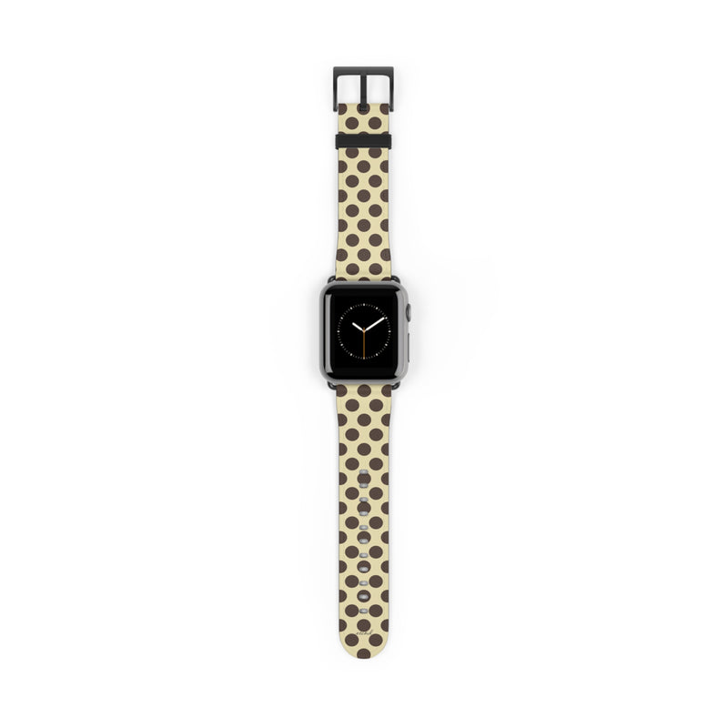 Butter Yellow And Brown Polka Dot Smartwatch Strap-zoom-