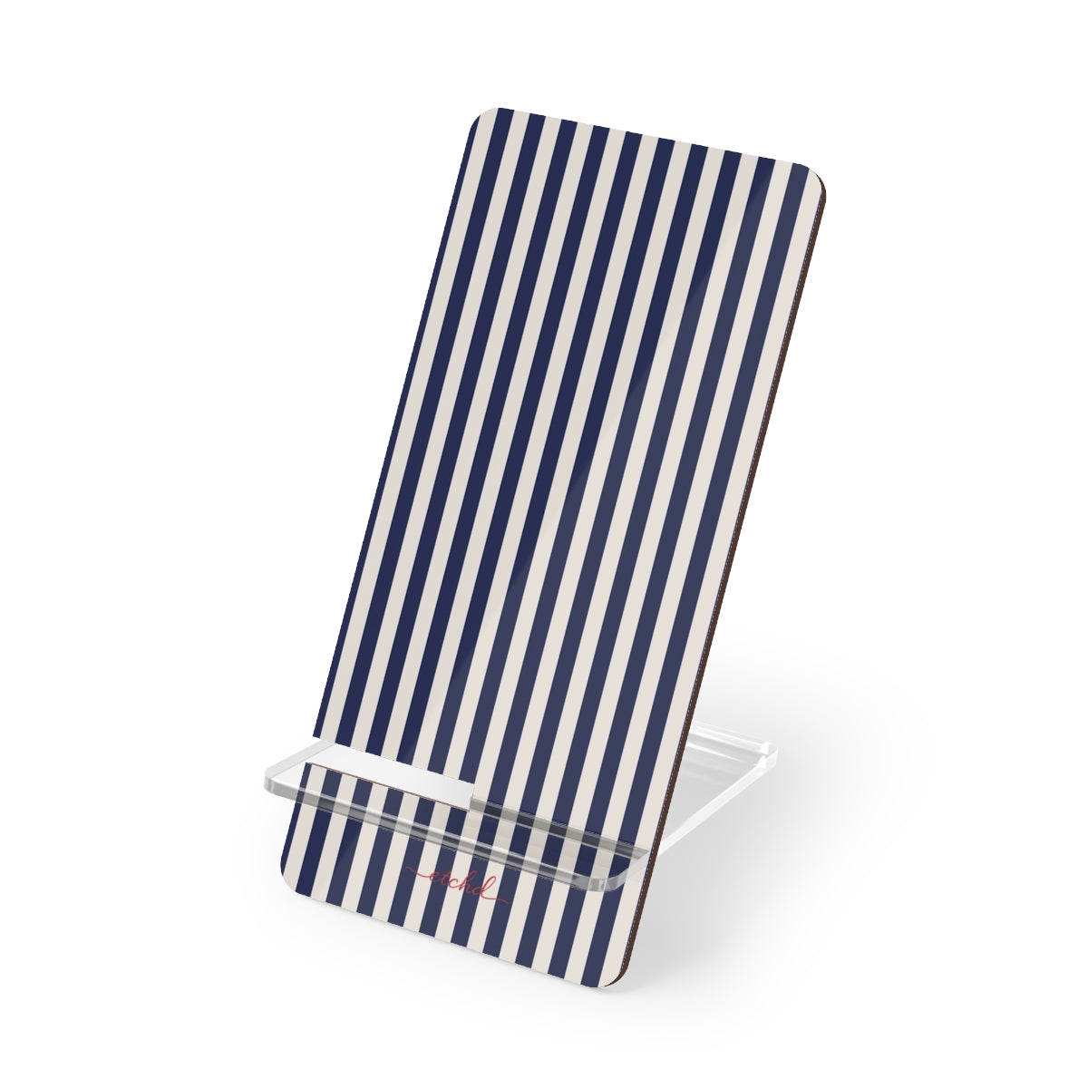 Navy & Cream Striped Soporte para móvil de etchd