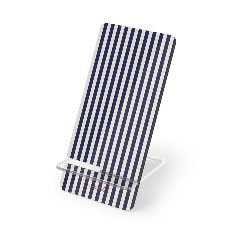 Navy & Cream Striped Phone Stand by etchd