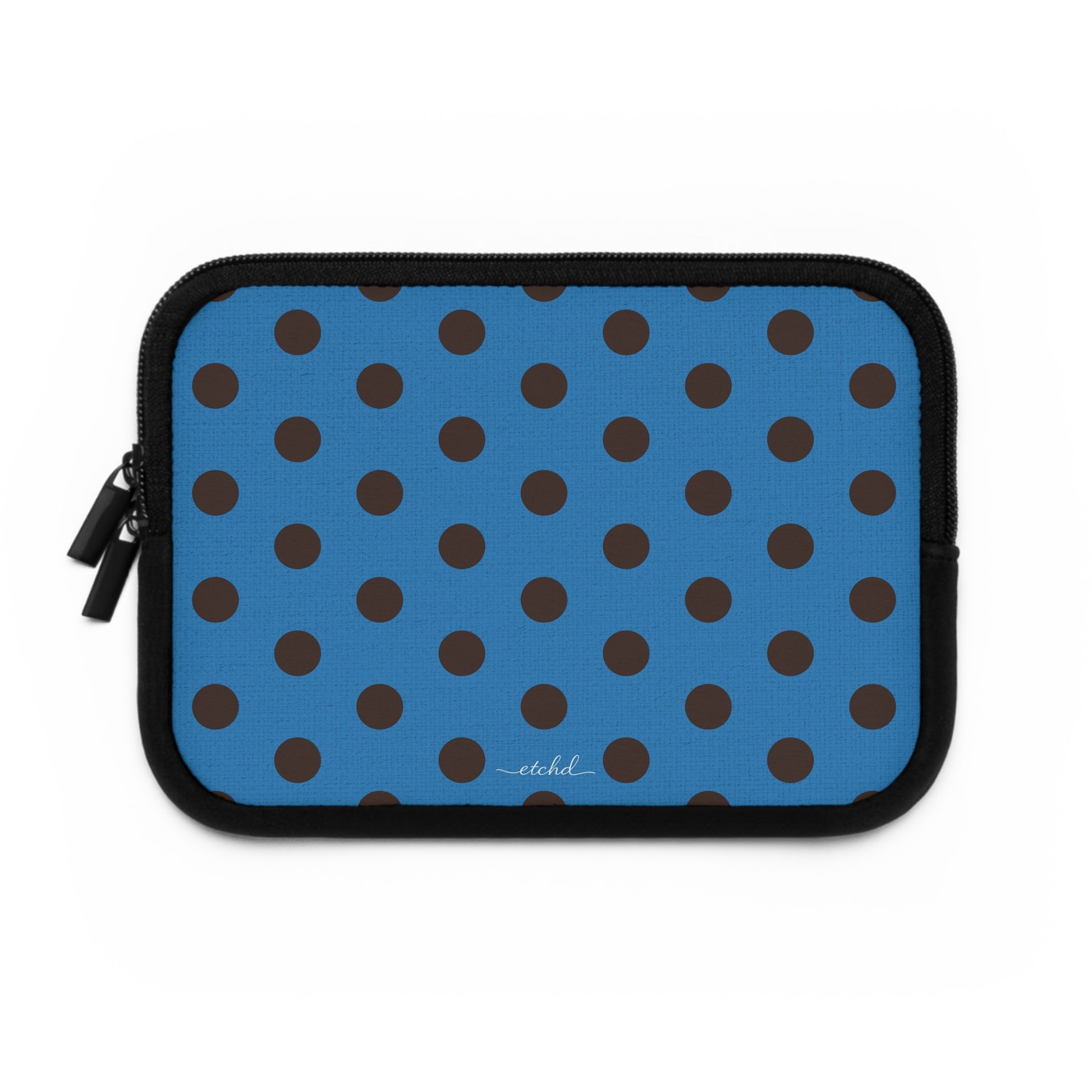 Espresso And Cerulean Polka Dot Laptop Sleeve by etchd, view 2