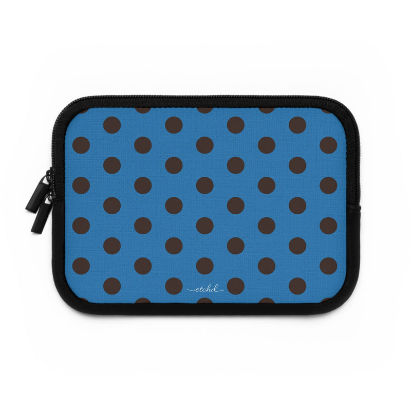 Espresso And Cerulean Polka Dot Laptop Sleeve by etchd, view 2