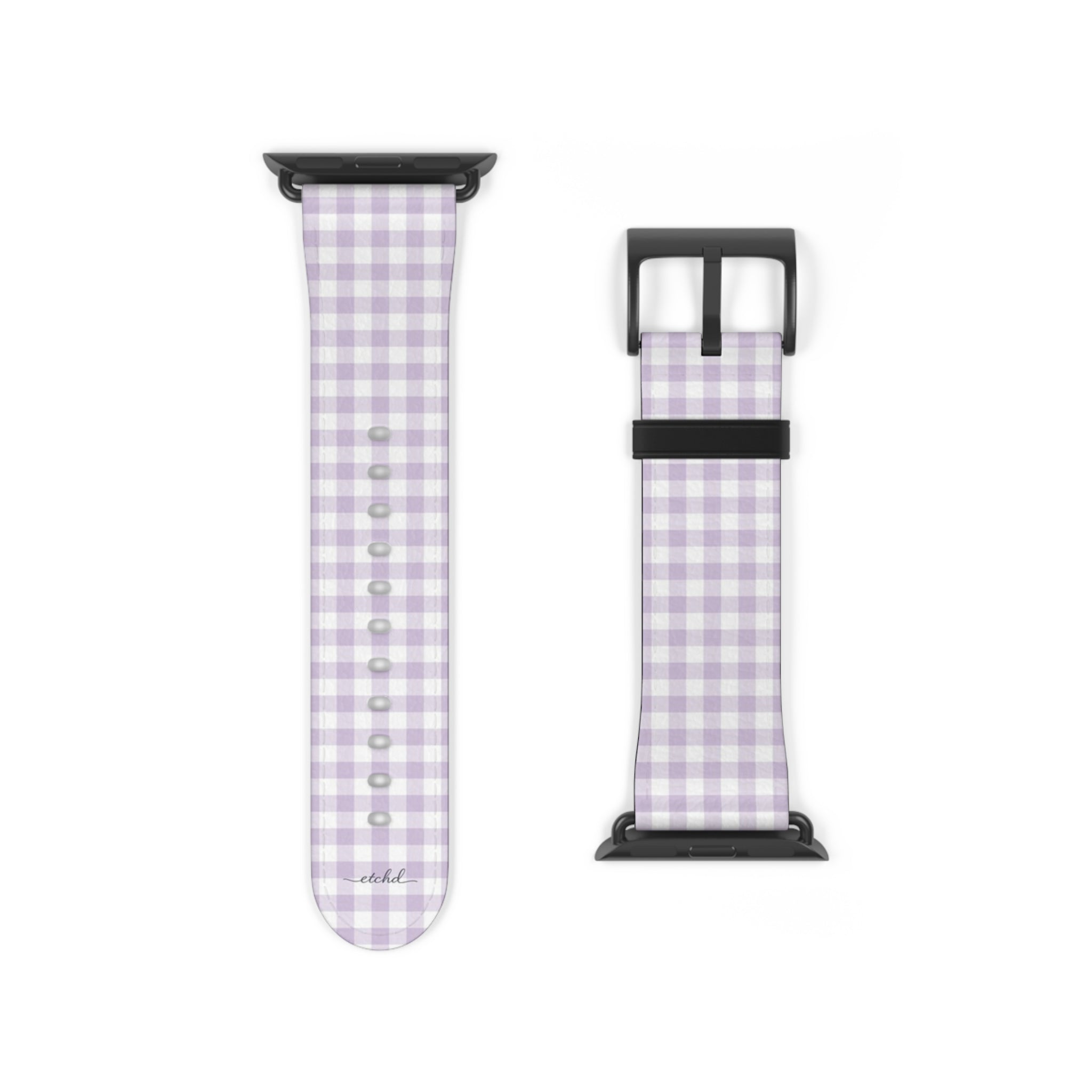 Lilac & White Gingham Smartwatch Strap by etchd, view 9