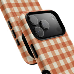 Terracotta & Cream Gingham Magnetic Phone Case by etchd, view 100