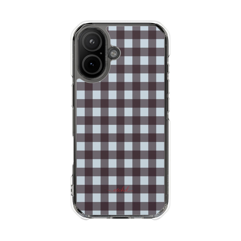 Blue & Plum Gingham Clear Magnetic Phone Case by etchd, view 13