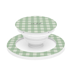 Sage & Cream Gingham Anello e supporto per telefono di etchd