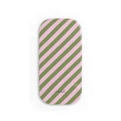 Green & Pink Striped Diagonal Click-On Phone Grip by etchd
