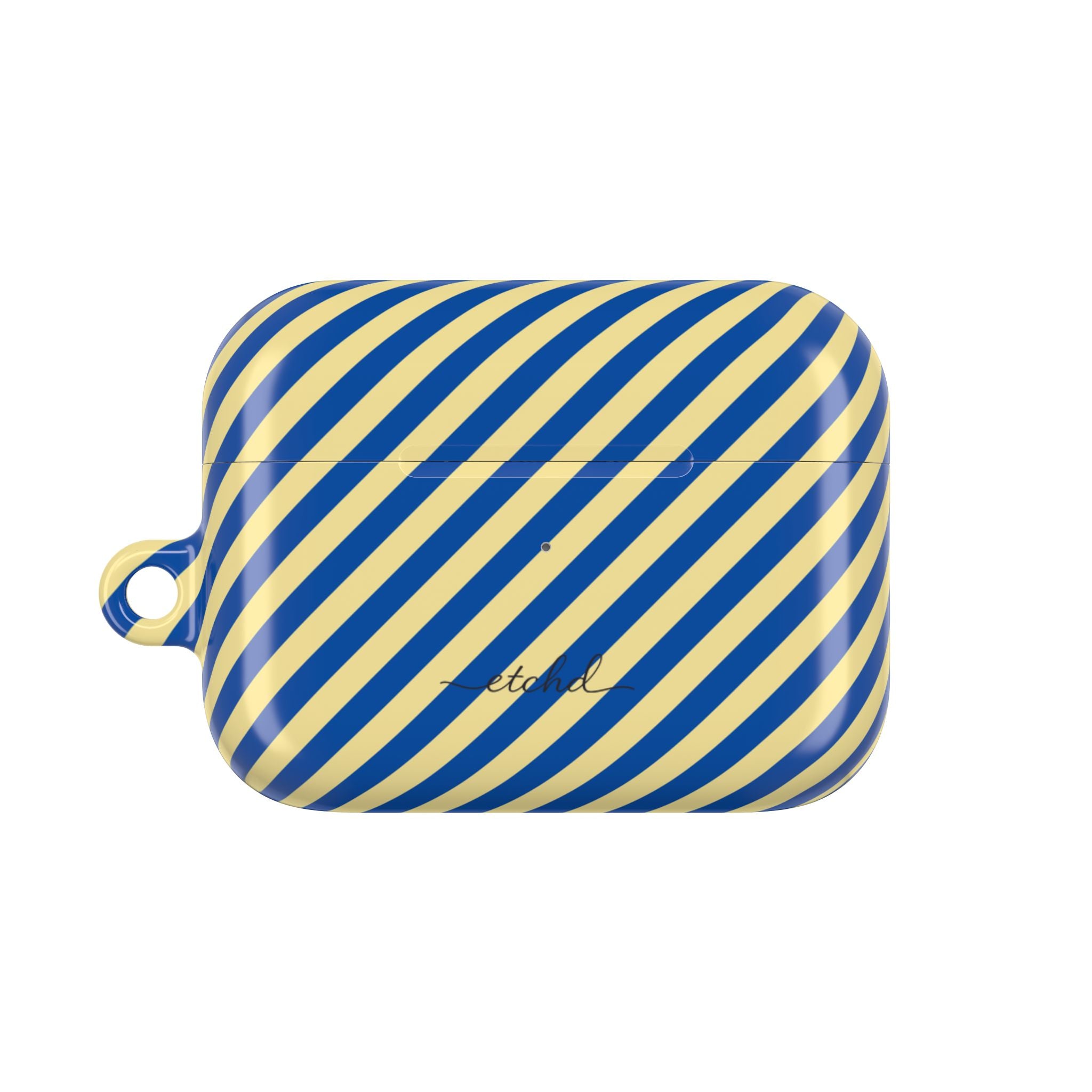 Cobalt & Butter Striped Diagonal AirPod Case by etchd, view 2